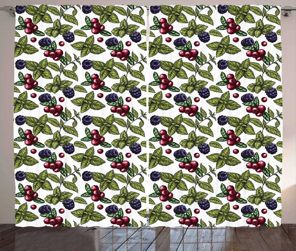 ABAKUHAUS Tenda Design Botanico 280x175 | Verde Oliva e Viola