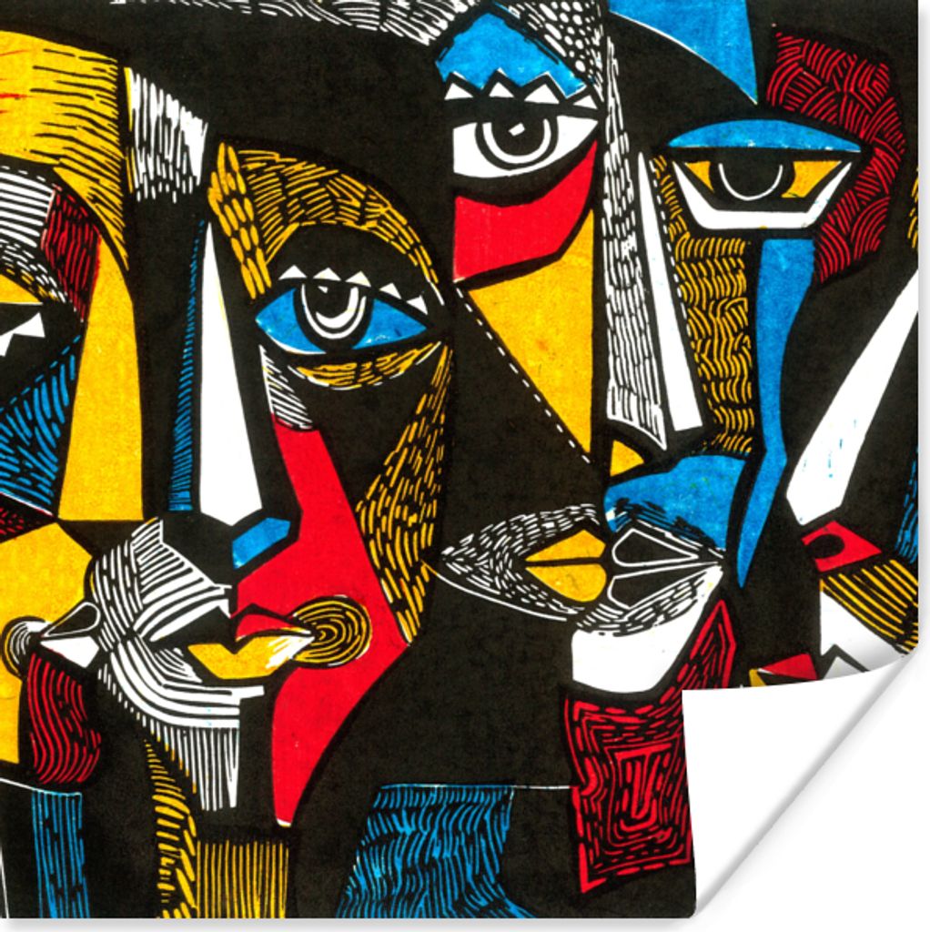 MuchoWow Poster Malerei - Ölgemälde - Kubismus 75x75 cm - Wand Dekoration