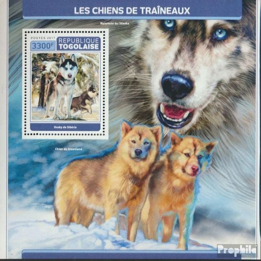 Briefmarken Togo 2017 Mi Block 1456 (kompl. Ausgabe) postfrisch Schlittenhunde