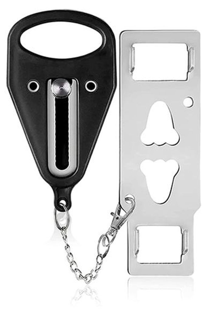 Tragbar Door Lock Double Hole Anti-theft Door Locker Security Latch Metall Lock Home Schlafzimmer Hotel Anti-theft Security Lock 1 Stück (Schwarz)