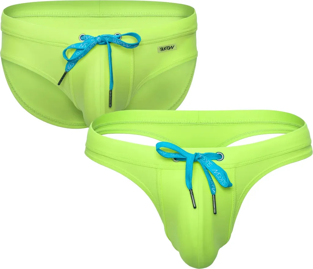 SUKREW Torrent Swim Multipack Lime : 1 Slip + 1 String de Bain Taille XS