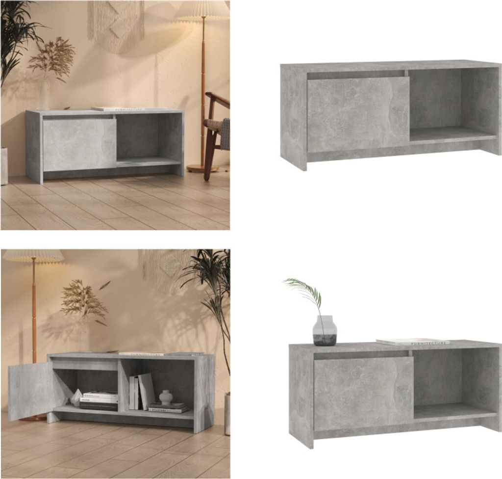 vidaXL TV Schrank Betongrau 90x35x40 cm Holzwerkstoff - TV-Schrank - TV-Schränke - Lowboard - Stereo Schrank