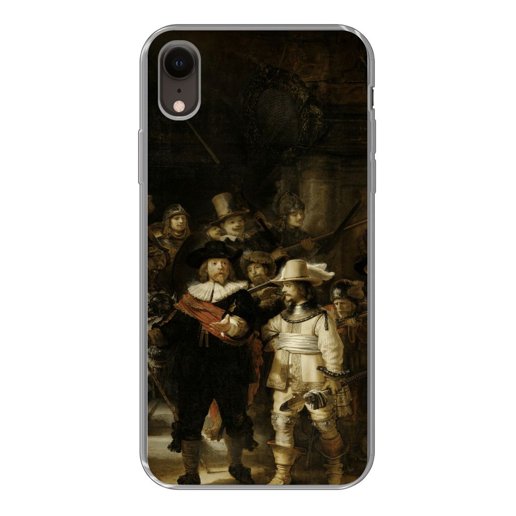MuchoWow Handyhülle Schutzhülle Hülle für iPhone XR Nachtwache - Rembrandt van Rijn - Kunst Silikon Softcase Handy Hülle - Schutzdeckel