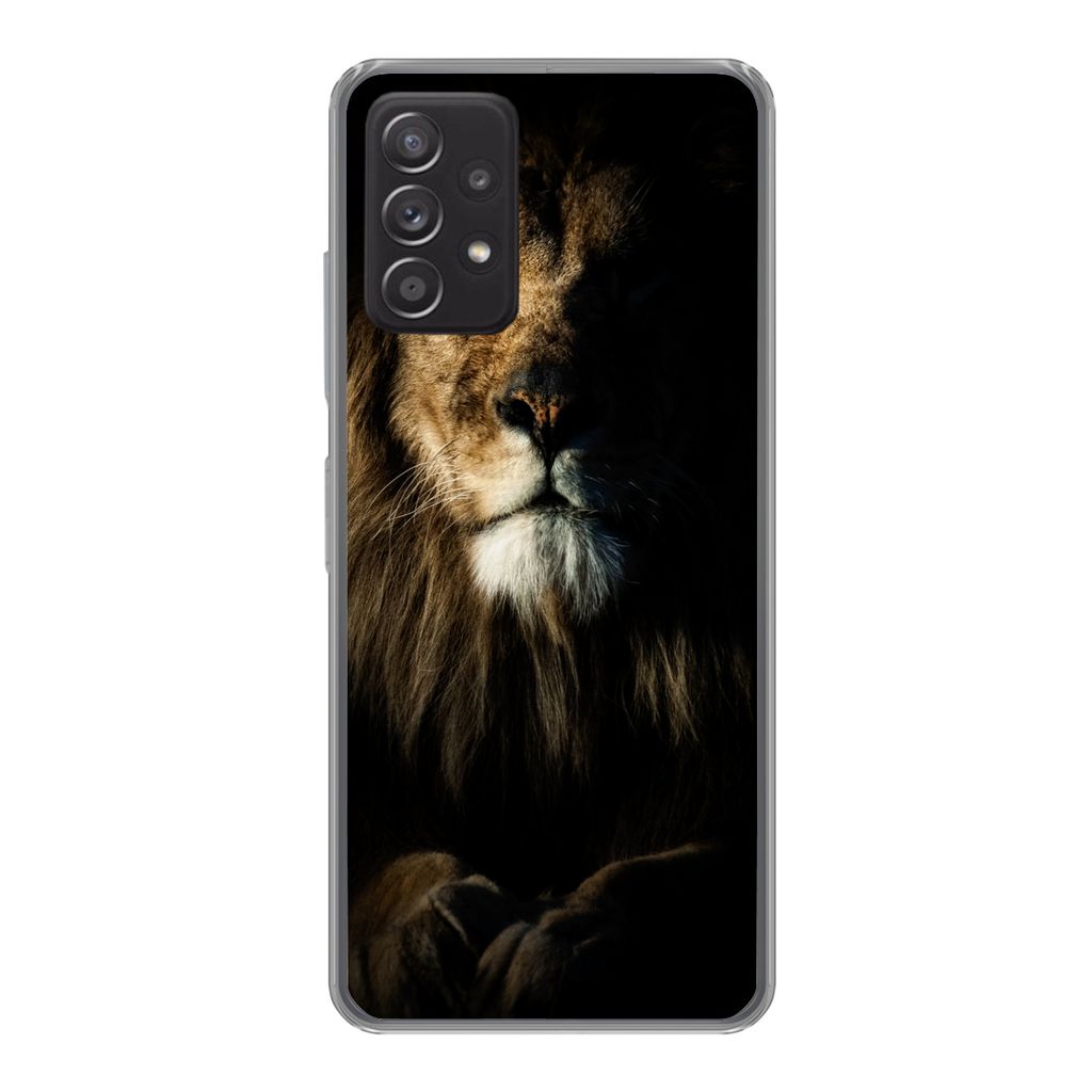 MuchoWow Handyhülle Schutzhülle Hülle für Samsung Galaxy A33 5G Löwe - Licht - Porträt Silikon Softcase Handy Hülle - Kartenhalter