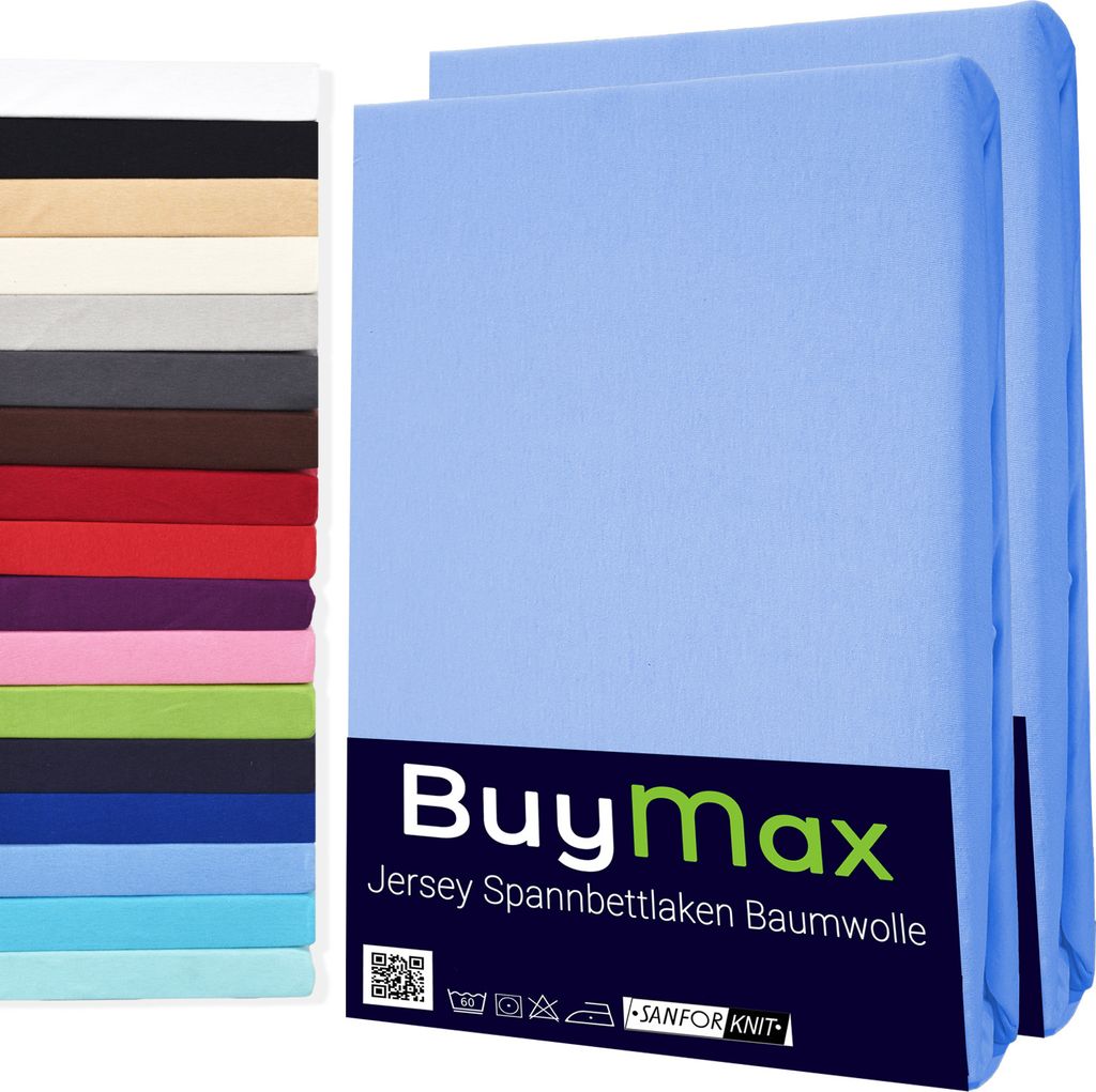 Buymax Spannbettlaken 200x200cm Doppelpack 100% Baumwolle Produktbild 