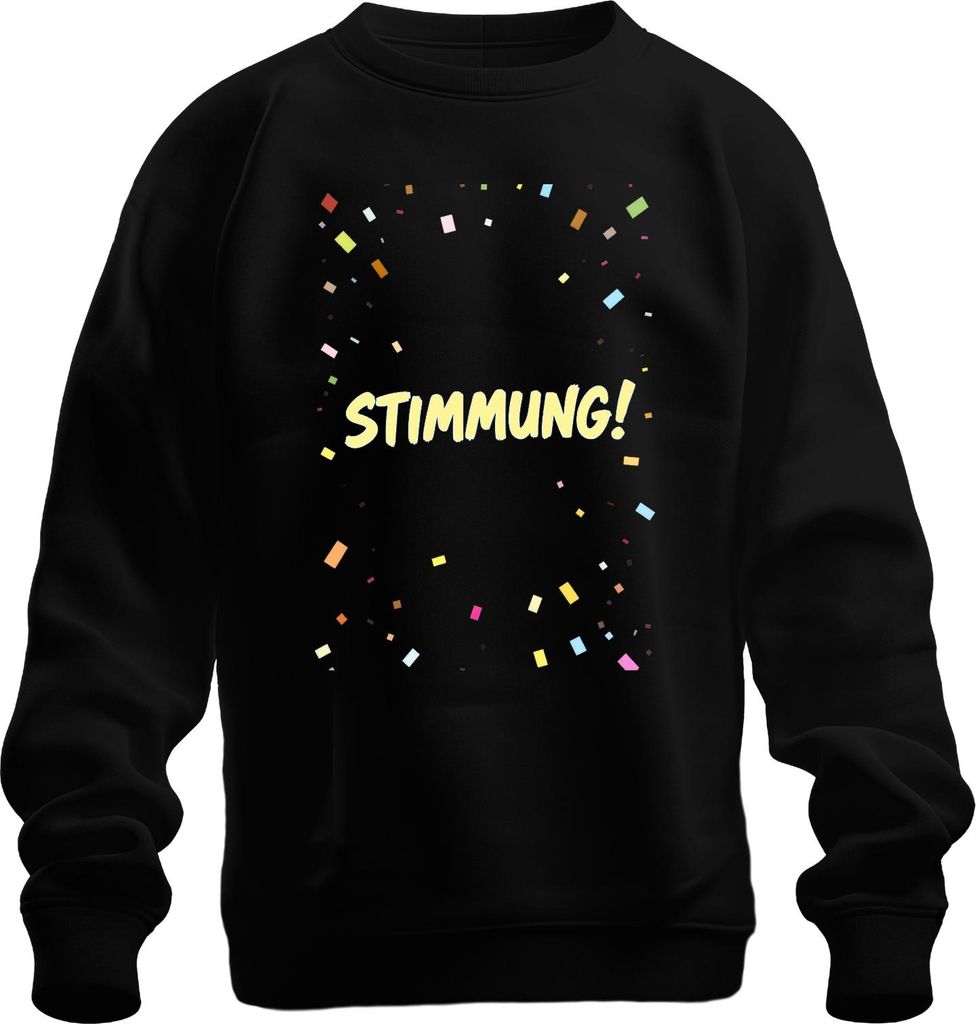 STIMMUNG! Konfetti Party Feier Geburtstag Geschenk Retro Spaß Uni Sweatshirt Pullover, Schwarz, S