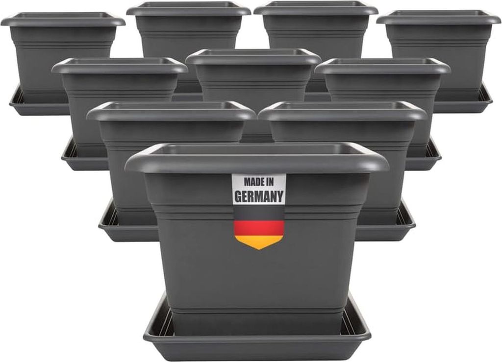 Tomatentopf eckig Untersetzer anthrazit Pflanzkübel für Tomaten Balkon Garten