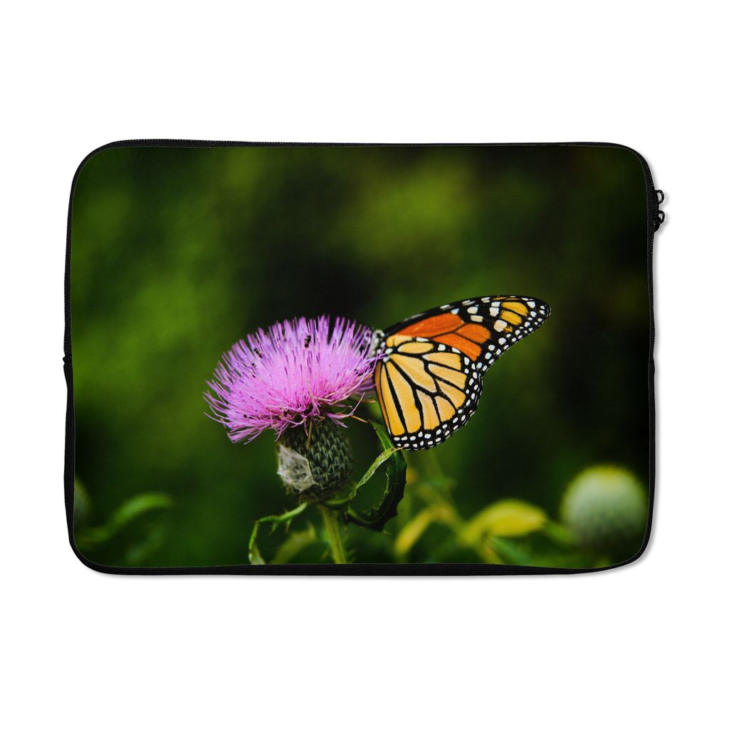 MuchoWow Laptop Hülle 14 ZollBlumen - Schmetterling - Makro Laptoptasche - Laptoptasche - Stoßsicher - Schutzhaube