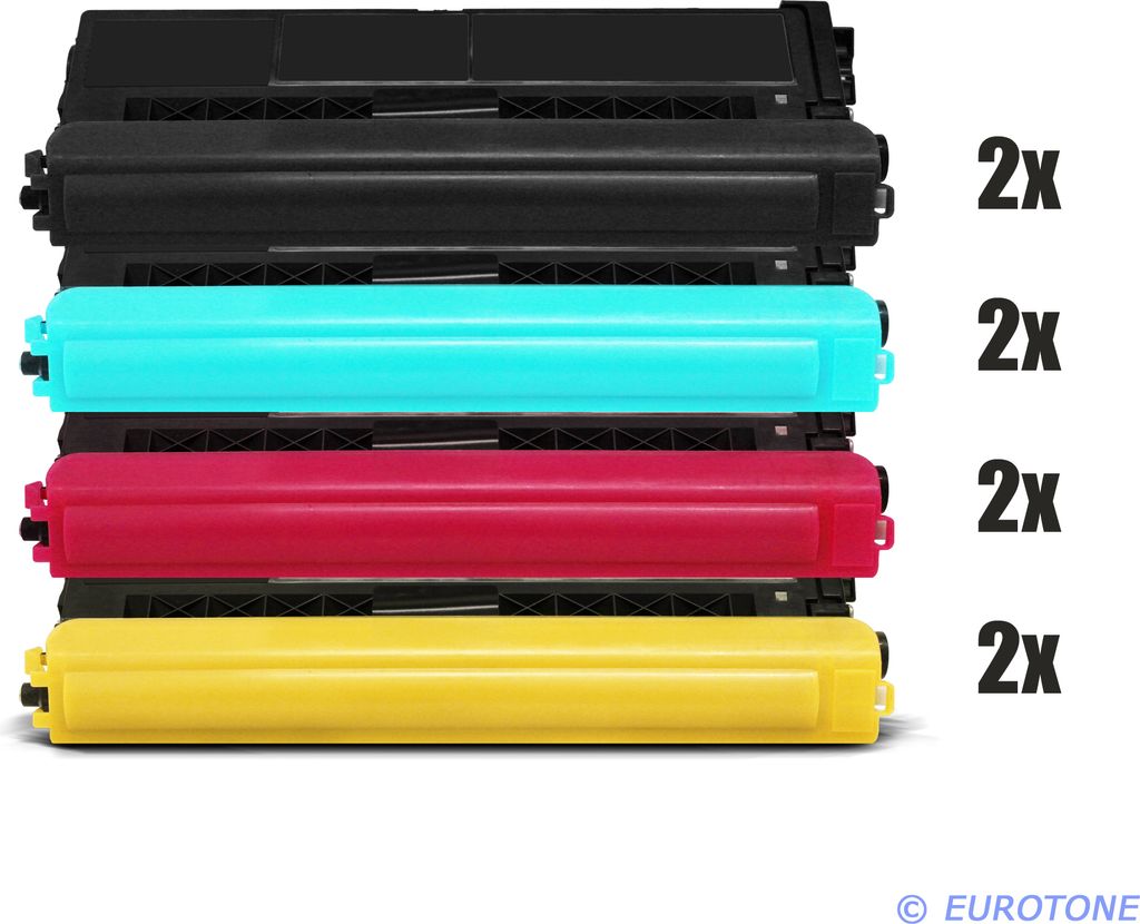 8x Eurotone Toner Alternative für Brother TN900BK Black Schwarz / TN900C Blau Cyan / TN900M Rot Magenta / TN900Y Gelb Yellow