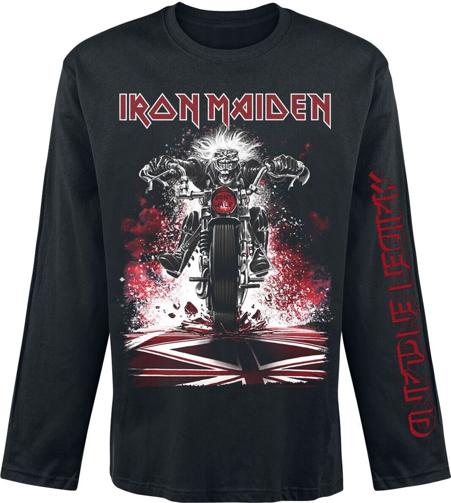 Iron Maiden Langarmshirt Herren Eddie Bike schwarz M