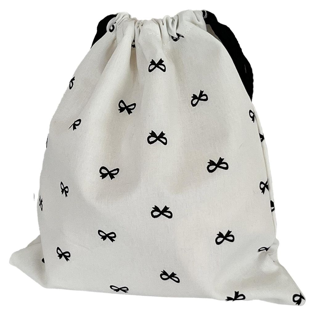 Kleine Beutel mit Kordelzug, niedliche Schleife, Kosmetiktasche, tragbarer Canvas-Aufbewahrungsbeutel für Kosmetik, Schmuck, Reisen und unterwegs