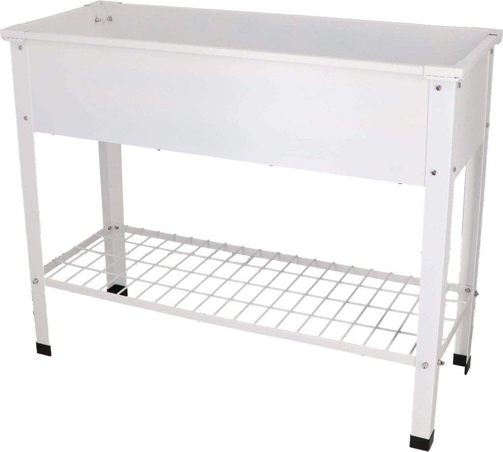 Hochbeet Metall weiß L H=80 cm Holz Blumen Beet Kübel eckig Kräuter