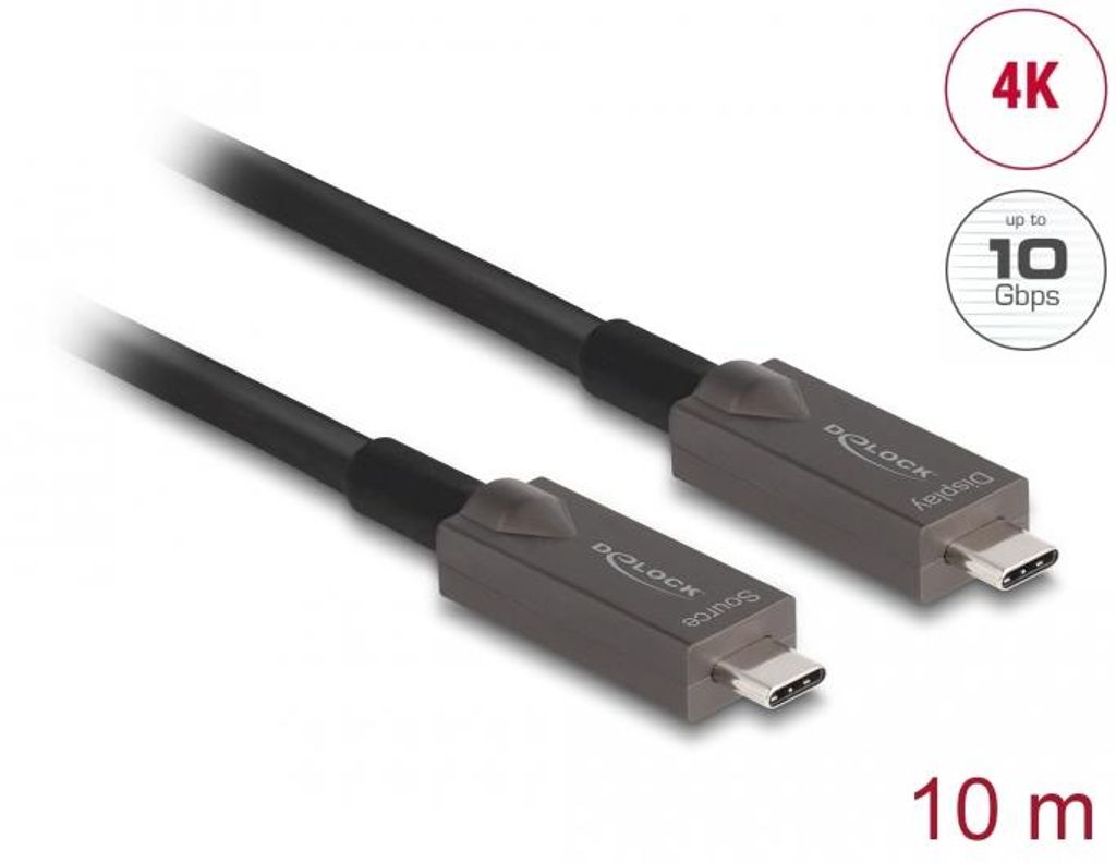 Delock Aktives Optisches USB-C 4K Video + Daten + PD Kabel 10 m