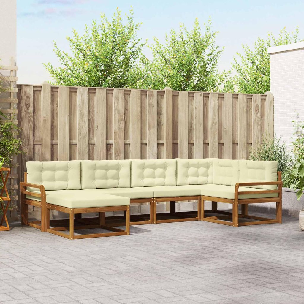 Outdoor-Sofagarnitur mit Kissen (6 pcs)- CLORIS - Natur und Creme - Gartensofas C211