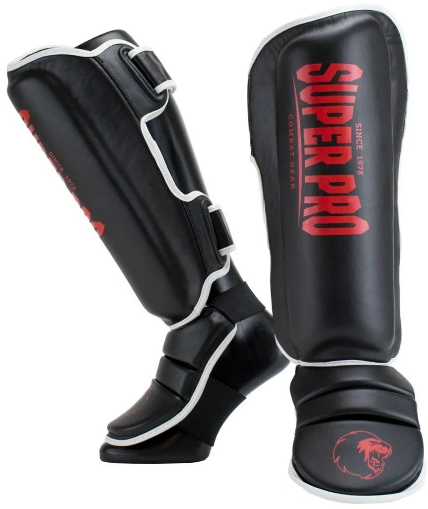 Protège-tibias Protector XS en Mousse Haute Densité Super Pro Noir Rouge - 3