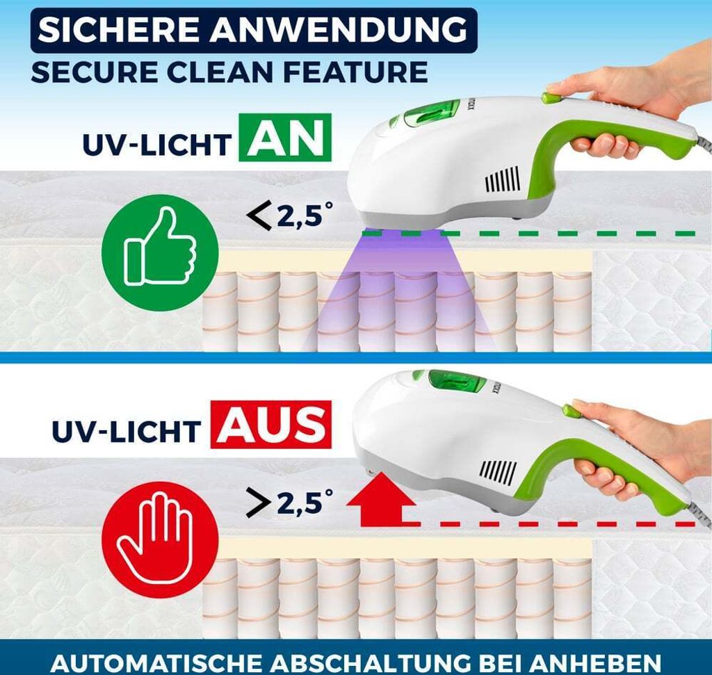 CLEANmaxx Milben-Handstaubsauger mit UV-C-Licht 300W Produktbild 7