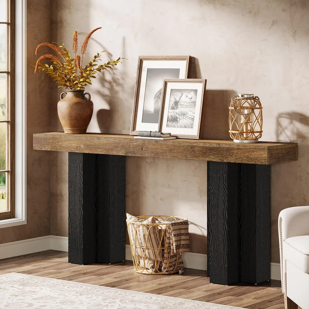 Table Console Stable 160 cm pour Entrée Étroite Solution de Rangement - 8