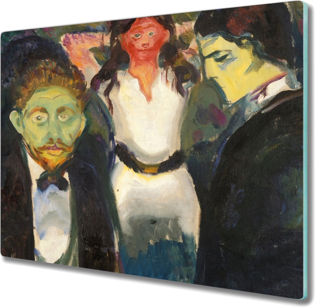 Coloray Schneidebrett Herdabdeckplatte 60x52 cm Kochplattenabdeckung Hackbrett Küchenbrett - Jealousy Edvard Munch