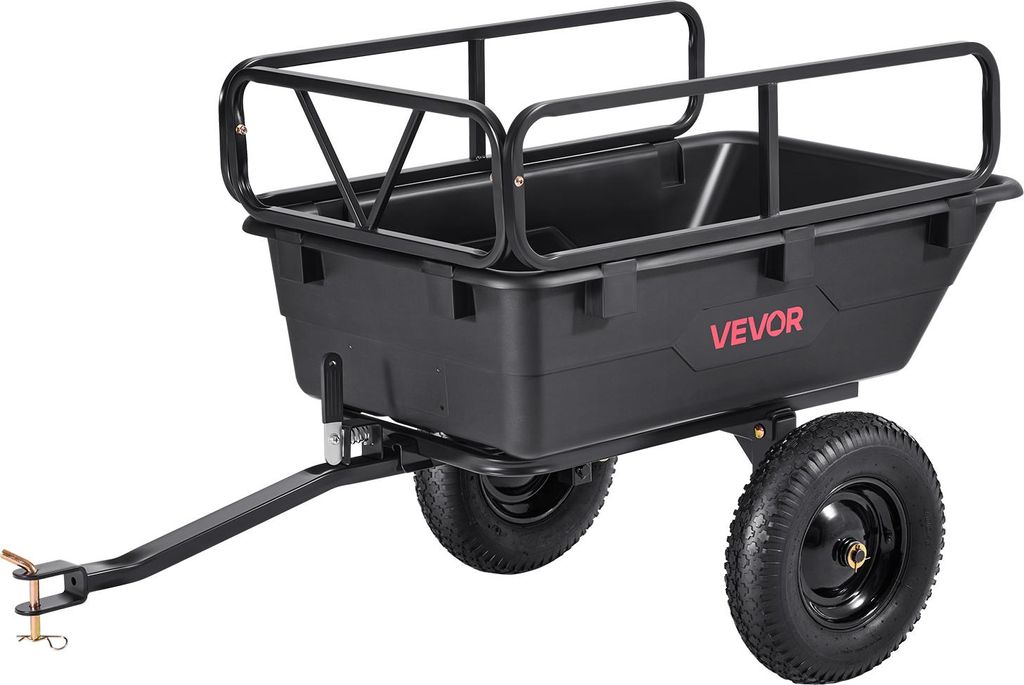 VEVOR Kippanhänger, 226,8 kg, ATV-UTV-Transportanhänger, Kippwagen zum Hinterherziehen mit 40,64 cm Reifen, Handzug oder Fußpedal, Hochleistungs...