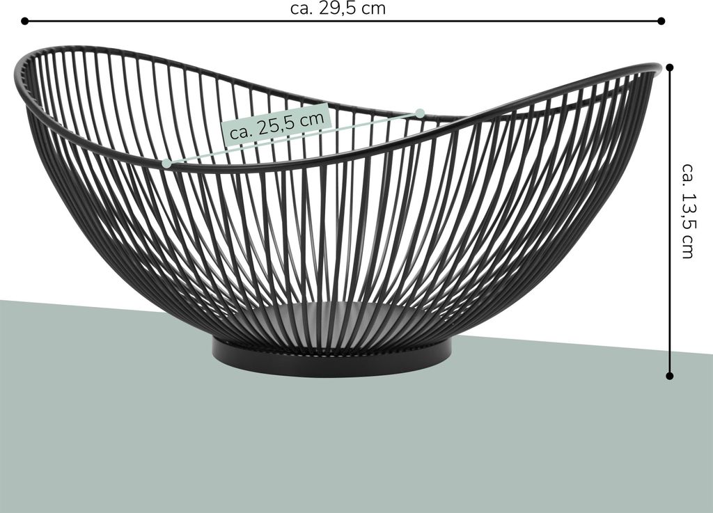 Bremermann Cestino Portafrutta Ovale In Metallo – 28x15 Cm | Design Nero Opaco Per Cucina - 5