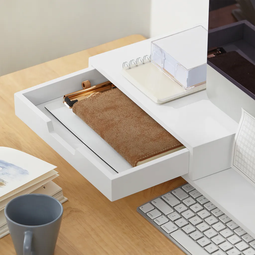 Réhausseur de Bureau Design pour Double Écran et Rangement de Matériel - 7