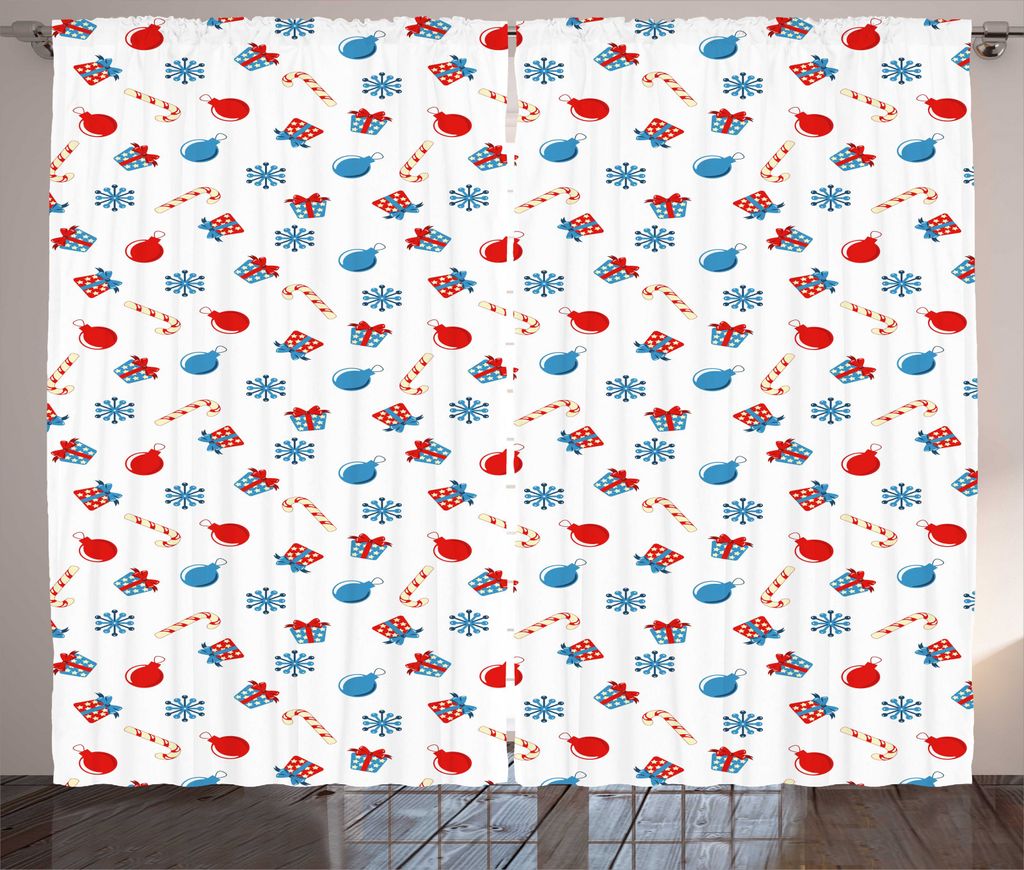 ABAKUHAUS Weihnachten Rustikaler Gardine, Weihnachten Kegel Ornamente, Schlafzimmer Kräuselband Vorhang mit Schlaufen und Haken, 280 x 245 cm, Hel...