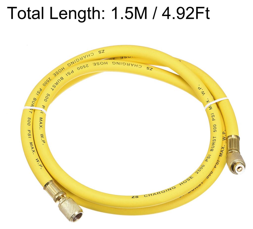 Ladeschlauch 1/4 SAE-Gewinde 4,92 ft L?nge 500 PSI Rohr, fš¹r die Wartung von Klimaanlagen zu Hause, Gelb