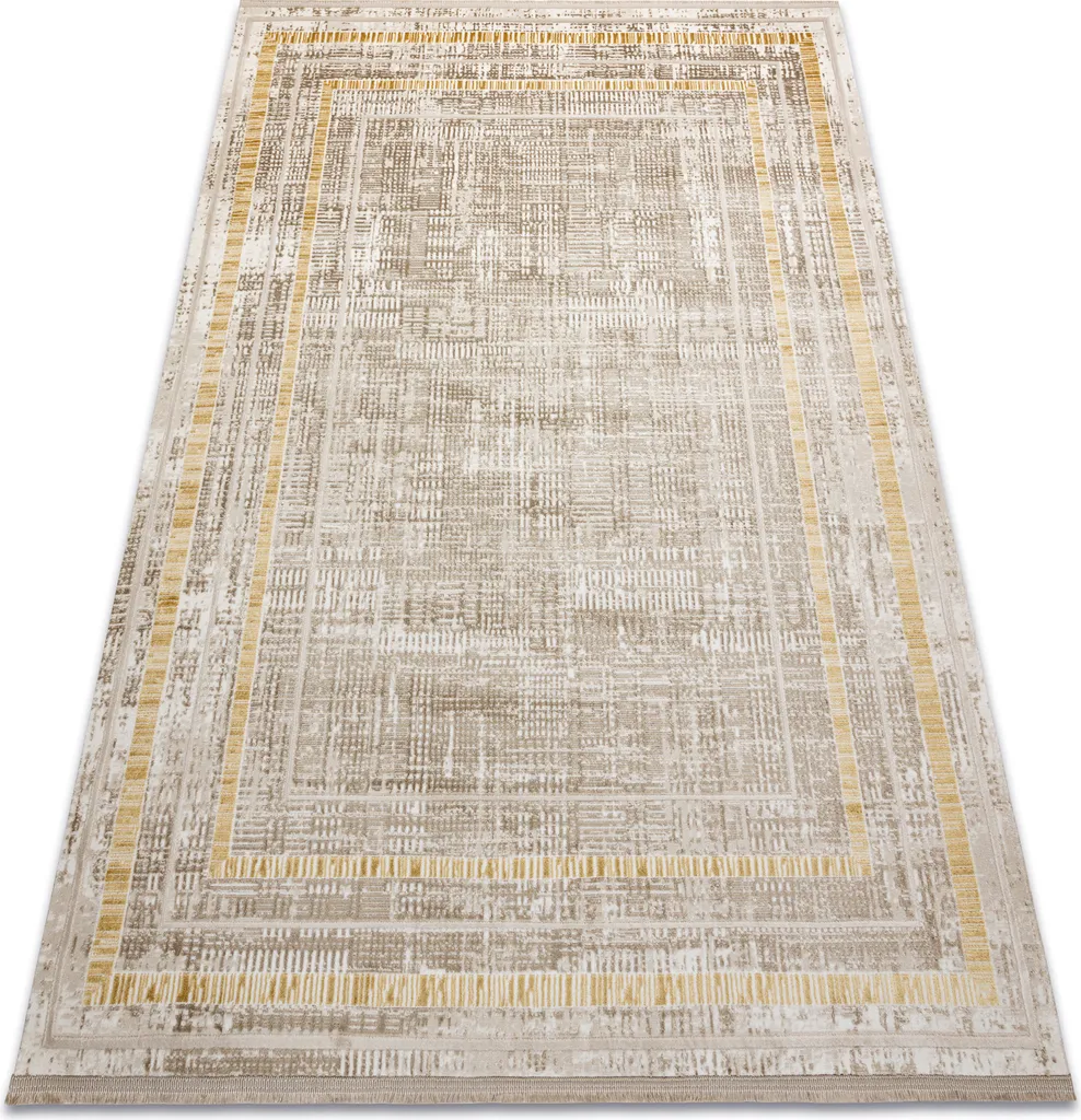 Tapis de chambre moderne beige or DUKE - Petit tapis déco 80x150 cm