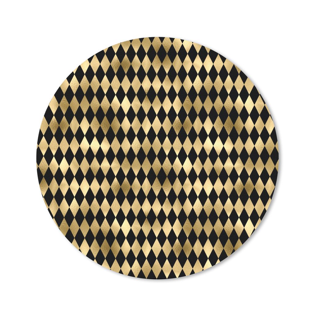 MuchoWow Mauspad Mousepad Muster - Gold - Schwarz - Kariert 30x30 cm - Mousepads - Maus Mat - Pad - Mausunterlage - Tischunterlage - Schreibtisch...