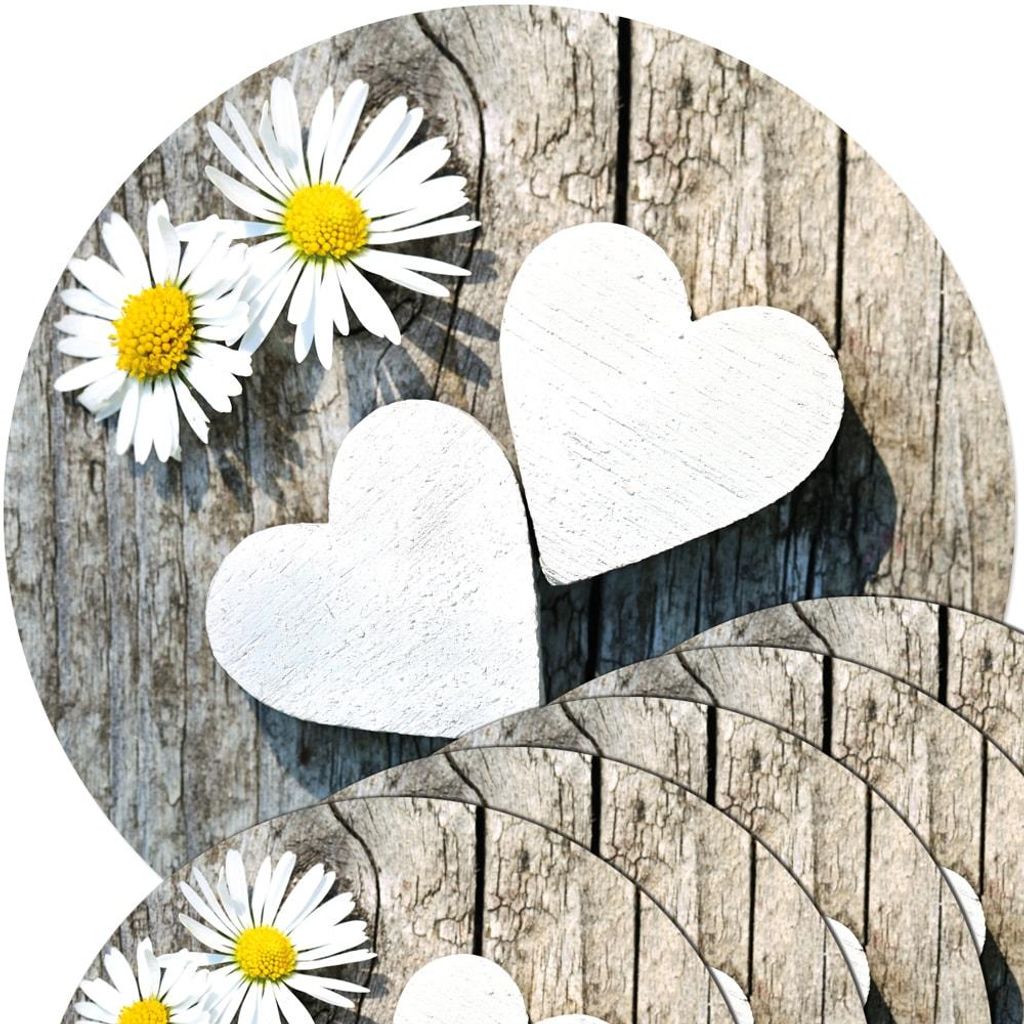 Abwaschbare Tischsets 6er Set Gänseblümchen Blumen rund Produktbild 