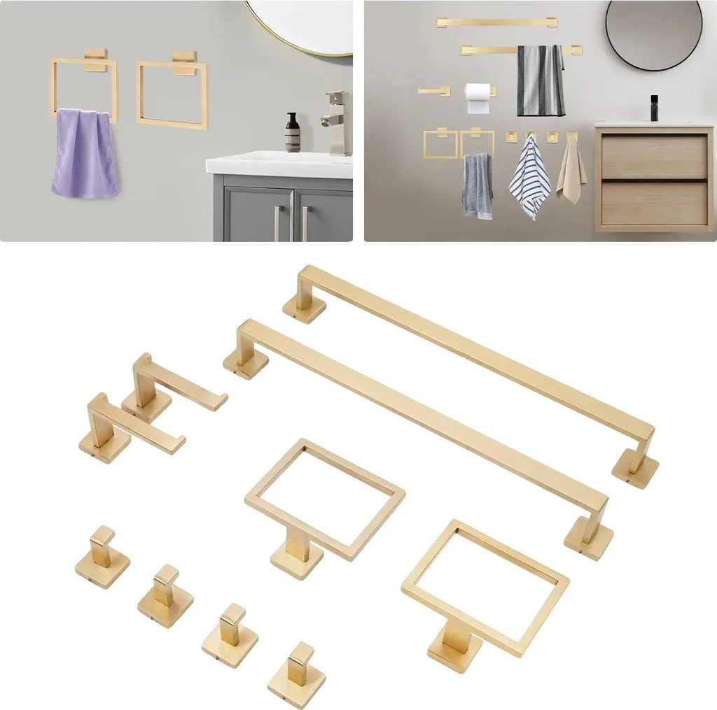 Ensemble porte-serviettes 10 pièces en acier inox - Barre de 60 cm