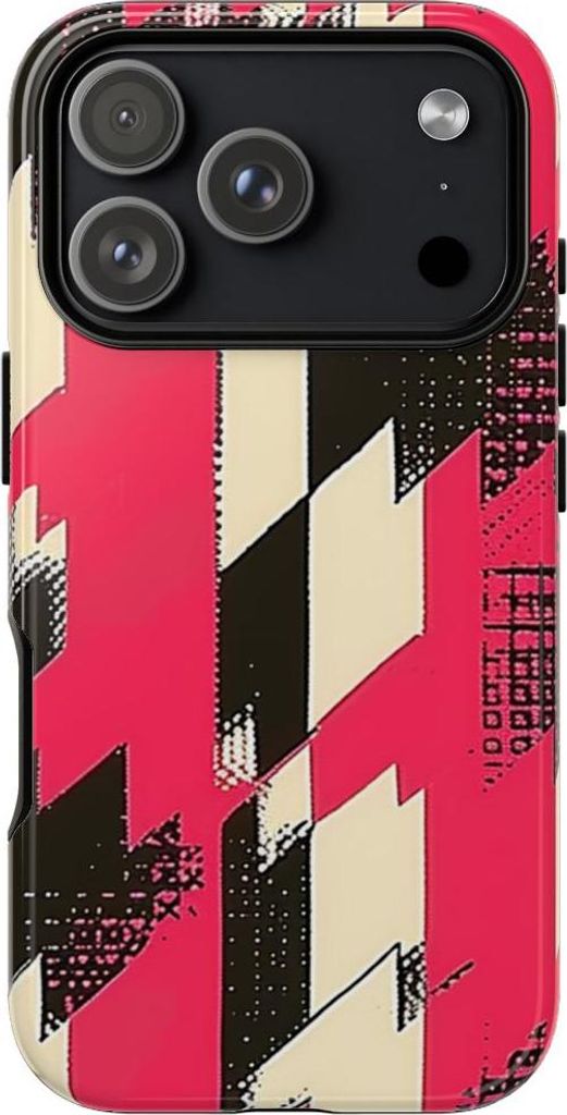 Auffälliges Hahnentritt-Muster in Pink und Schwarz – Hülle Kompatibel mit iPhone 17 Pro