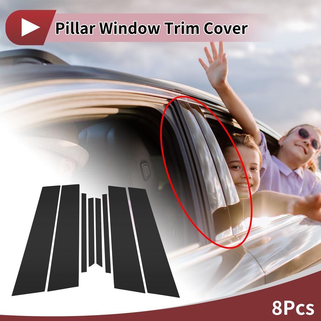 Türpfosten Fensterleiste Vorne Hinten Links Rechts für Volkswagen Polo Sedan 22-23 Kratzfester Aufkleber Pfosten Tür Au?enabdeckung Schwarz 8 St...