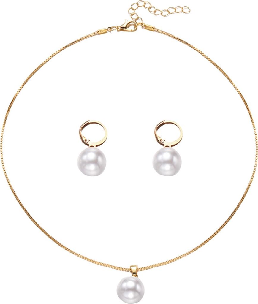 Teile/satz Frauen Schmuck Set Faux Perle Huggie Ohrringe Einstellbare Halskette Formale Anlässe Prom Party Baumeln Ohrringe Dame Hochzeiten Schmuck