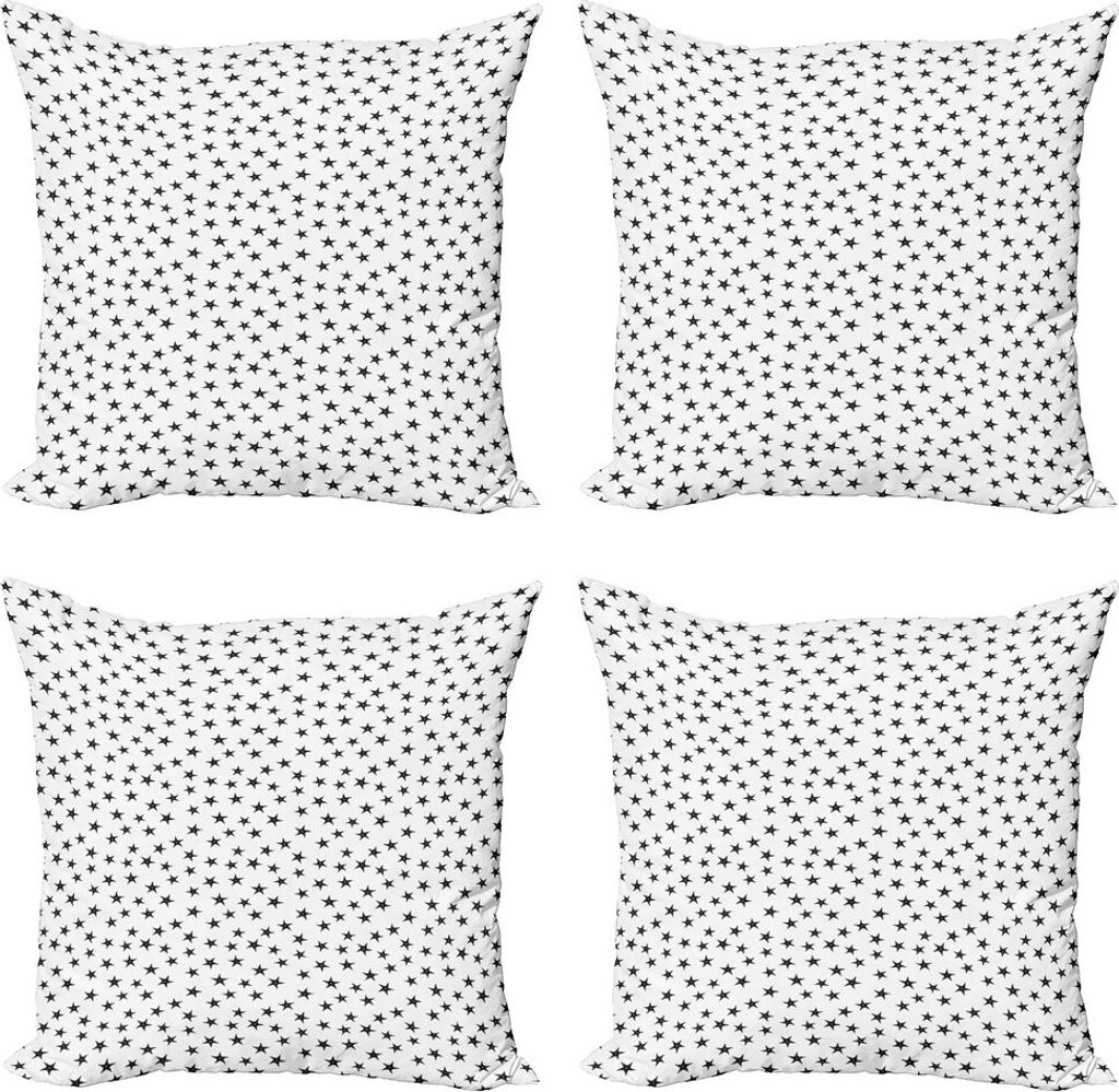 ABAKUHAUS Marine Kissenbezug Set (4 Stück), Repeating Seesterne, Moderner Doppelseitiger Digitaldruck, 60 cm x 60 cm, Schwarz und weiß
