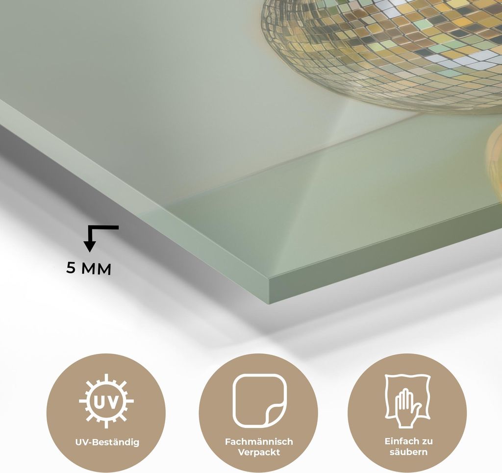 MuchoWow Glasbilder - Bilder auf Wandbild - Foto auf Glas Obst - Disco - Kunst - Glitzer 90x90 cm Wanddekoration aus Glas - Acrylglasbild - Acrylbi...