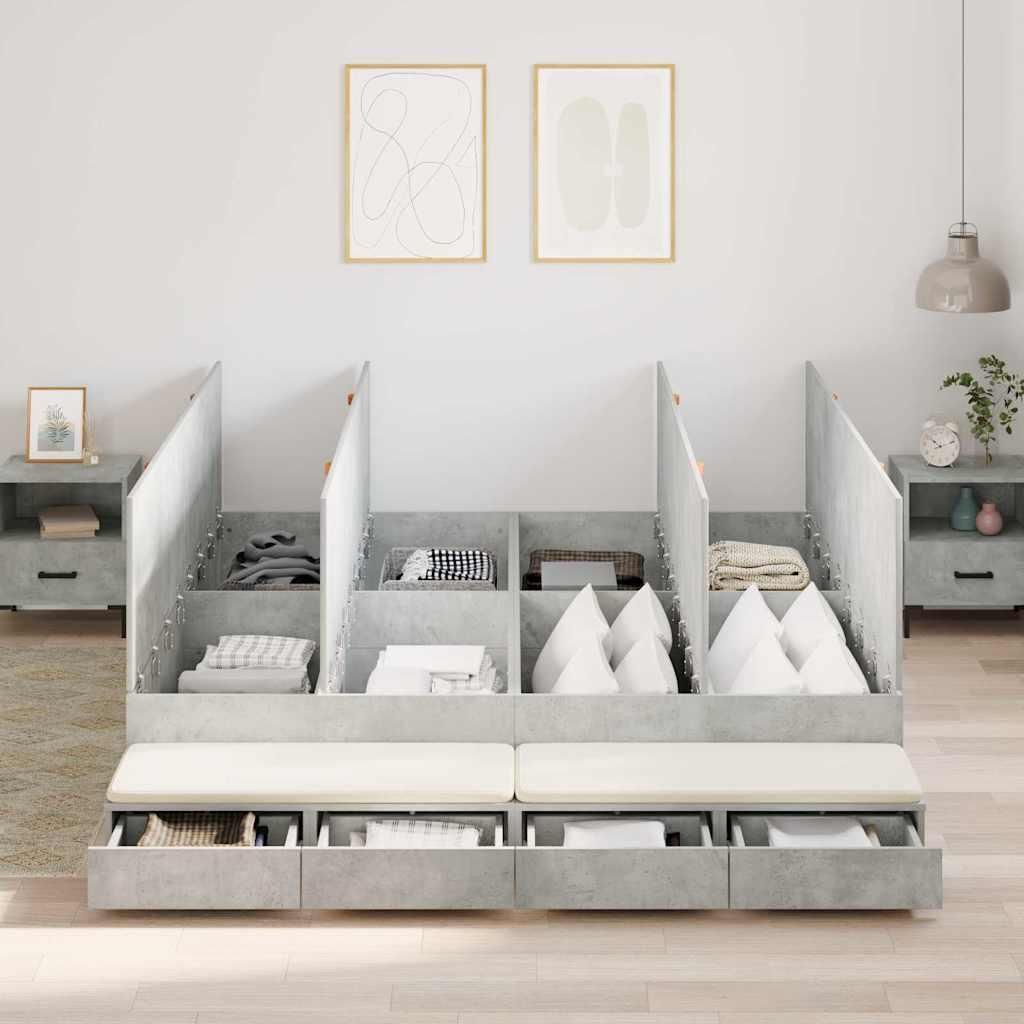 Maison Exclusive - Aufbewahrungsbettgestell Beton Grau 180 cm Holzwerkstoff