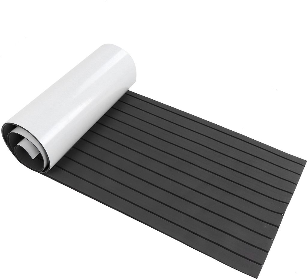 EVA Schaum Bodenbelag Matte – Rutschfeste Deck Matte für Boot, Yacht & Marine, Selbstklebend, Wasserfest, 240x60cm (Dunkelgrau Schwarz)