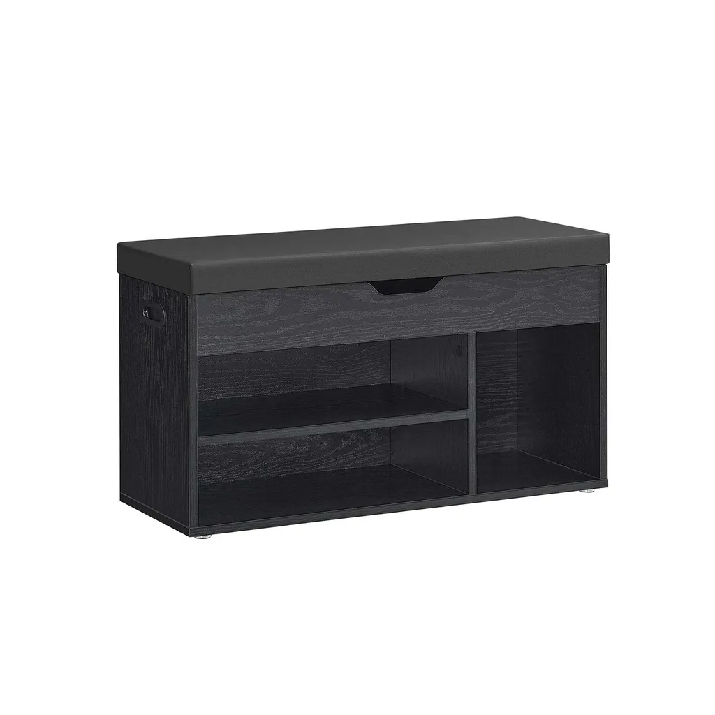 Meuble d'entrée avec banc de rangement chaussures en bois et similicuir