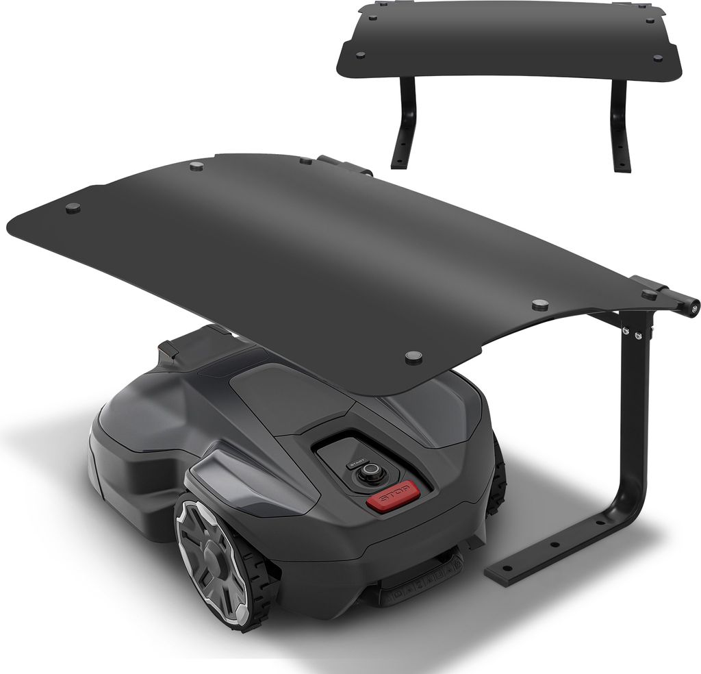 TolleTour Rasenmäher Garage Klappbare Überdachung 73x57x40cm Schwarz Dach für Mähroboter Carport Stahlrahmen Metall Pulverbeschichtet