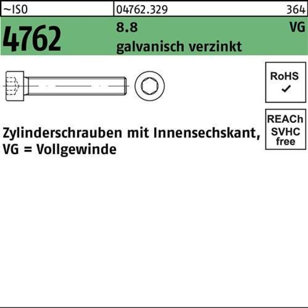 Reyher Zylinderschrauben ISO 4762 8.8 M 12x60 vz Zn (100 Stück)