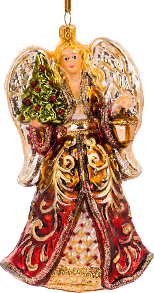 Glas Christbaumschmuck mundgeblasen handbemalt in Europa Engel mit Laterne