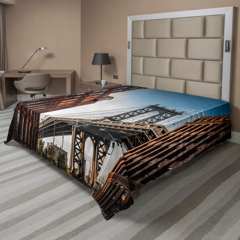 Drap de Lit Style New York pour Décoration Chambre Urbaine 260x228 cm