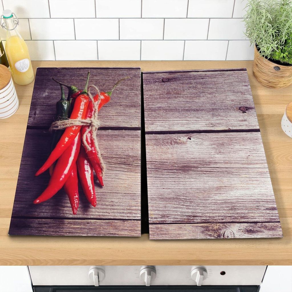 HI - Herdabdeckplatten Glas 2tlg 52x30cm mit rutschfesten Produktbild 
