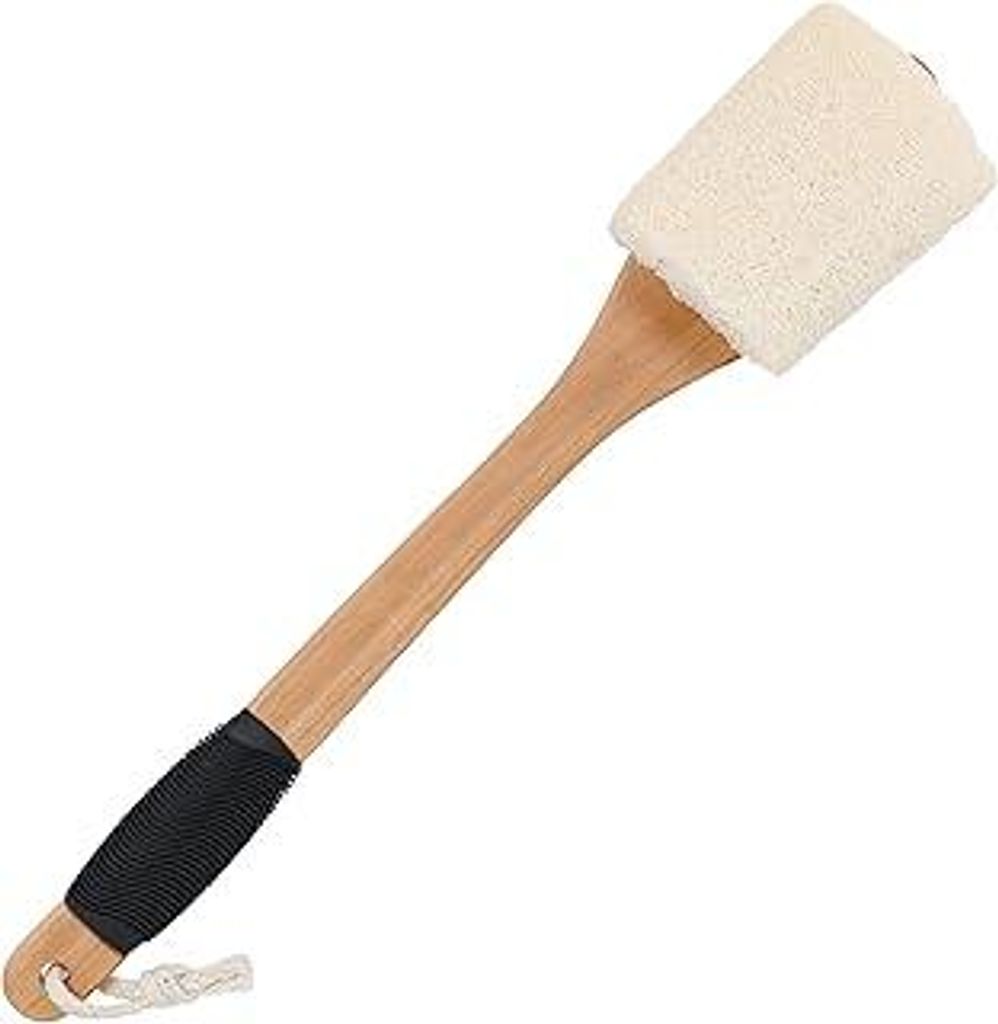 OWIIZI Luffa-Rückenbürste mit langem Griff, Loofa-Schwamm, Körperbad-Schrubber für Dusche, natürliches Luffa-Hautpeeling auf einem Stab, für ...