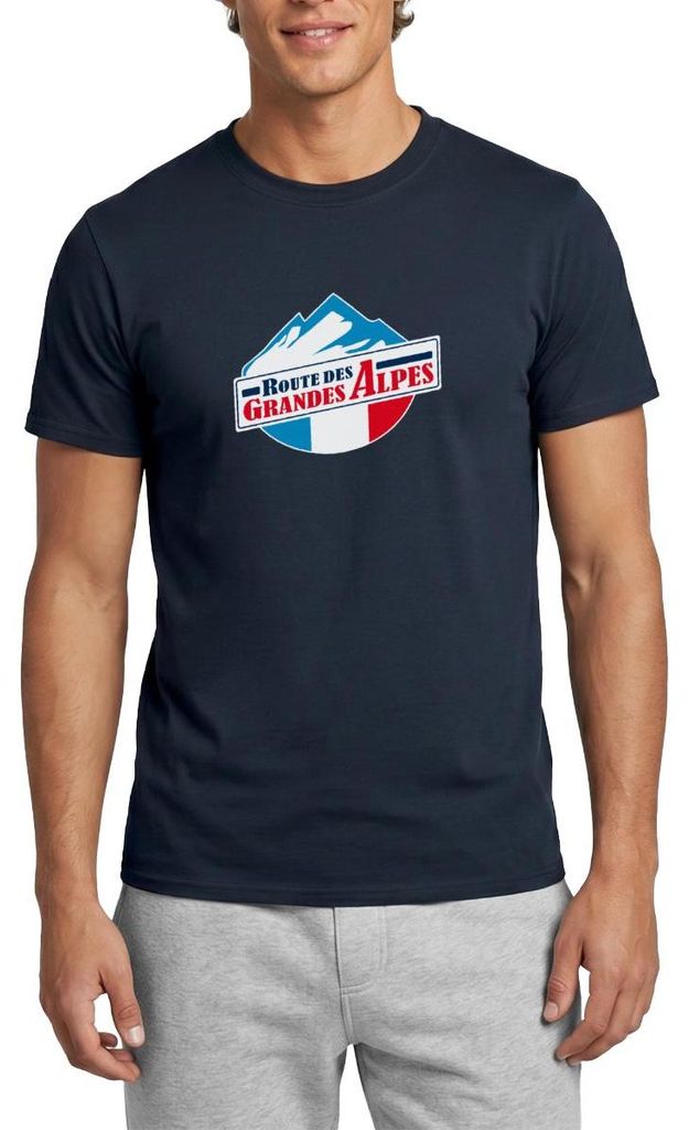Spreadshirt Route Des Grandes Alpes Logo Männer T-Shirt, XXL, Navy
