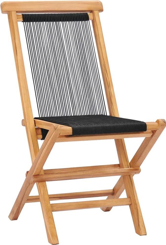 vidaXL Klappbare Gartenstühle 2 Stk. Massivholz Teak und Seil