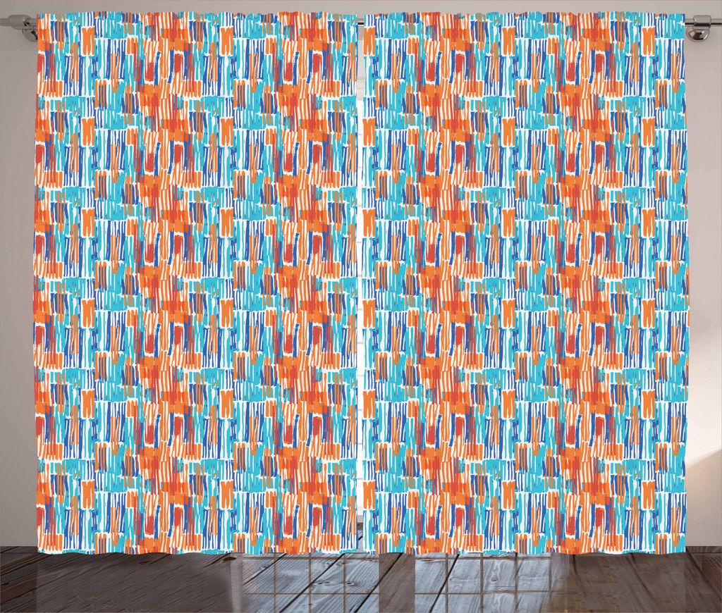 ABAKUHAUS Abstrakt Rustikaler Vorhang, Brush Stroke Arrangement, Wohnzimmer Universalband Gardinen mit Schlaufen und Haken, 280 x 225 cm, Mehrfarbig