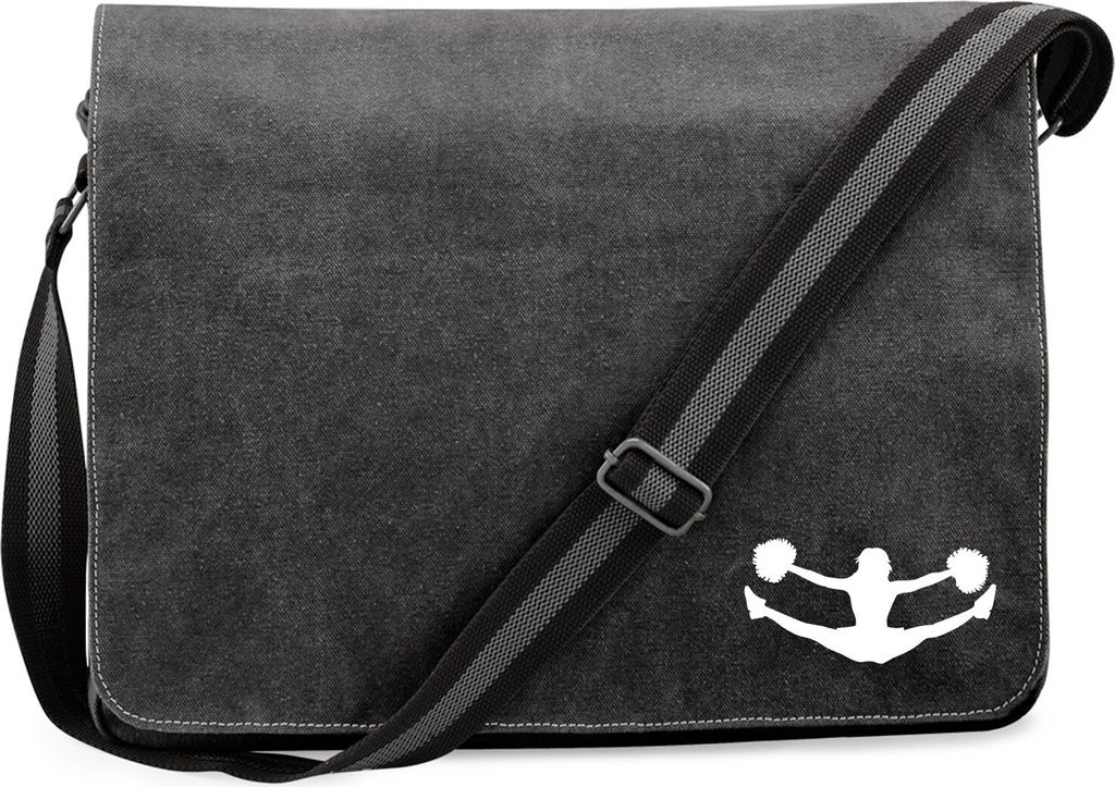 Huuraa Umhängetasche Cheerleader Silhouette 14 Liter Black Canvas Laptoptasche Geschenkidee