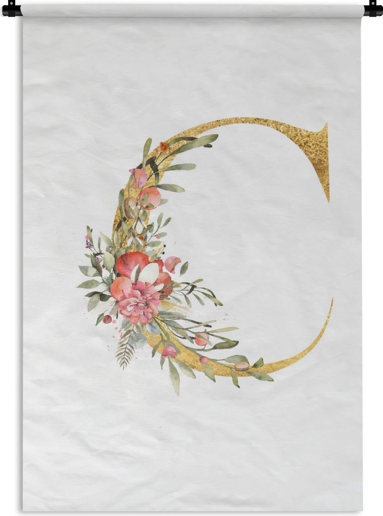 MuchoWow Wandteppich Wandbehang Brief - Aquarell - Blumen 60x90 cm Tapisserie Dekoration Wandtuch - Foto-Teppich - Abwaschbar